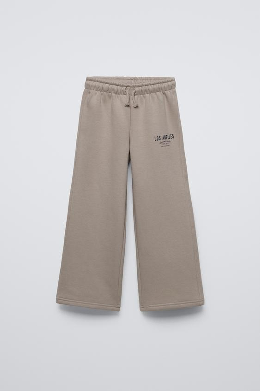 ZARA БРЮКИ WIDE LEG ИЗ МЯГКОЙ ТКАНИ С НАДПИСЬЮ, СЕРО-КОРИЧНЕВЫЙ