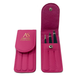 Набор из 3-х пинцетов ручной заточки AS-Company, фуксия