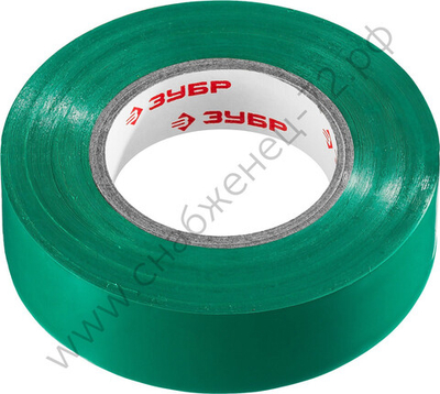 ЗУБР Электрик-20 19 мм х 20 м зеленая, Изоляционная лента ПВХ, ПРОФЕССИОНАЛ (1234-4)