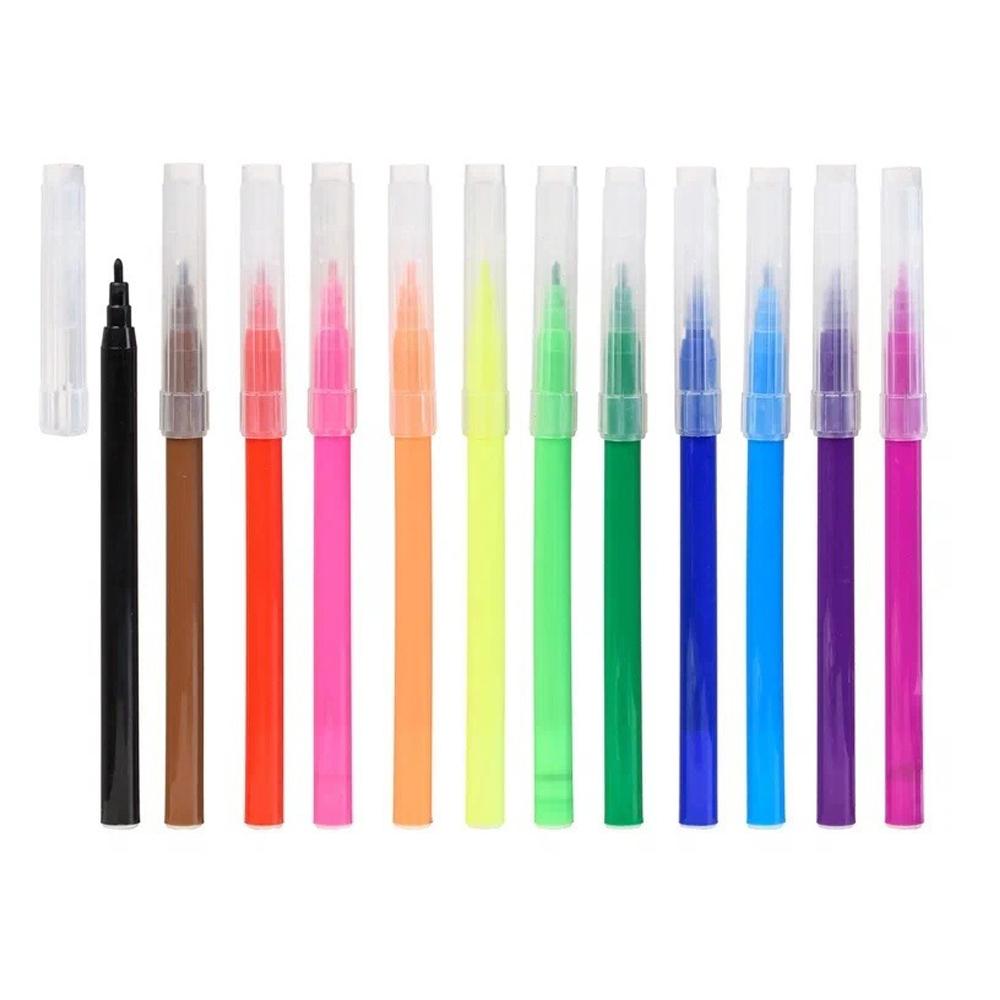 Фломастеры Basir, серия "Крокодил", разноцветные, набор 12 шт