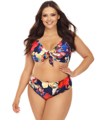 Раздельный купальник plus size с крупным цветочным узором (Размер: 90D/44) (Цвет: разноцветный)