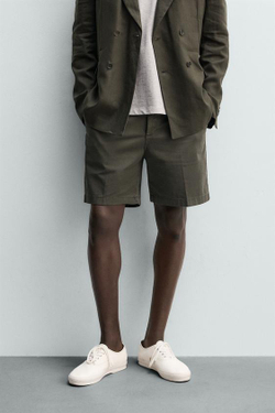 ZARA ШОРТЫ ЧИНОС REGULAR FIT, ХАКИ