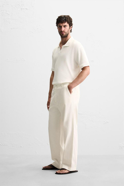 ZARA ПОЛО В РУБЧИК, ЭКРЮ