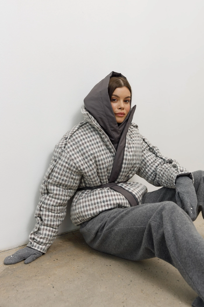 КУРТКА ТИМИ СЕРЫЙ В КЛЕТКУ