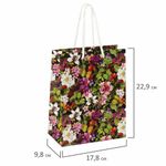 Пакет подарочный 17,8x9,8x22,9 см, ЗОЛОТАЯ СКАЗКА "Цветочный принт", ламинированный, 606577