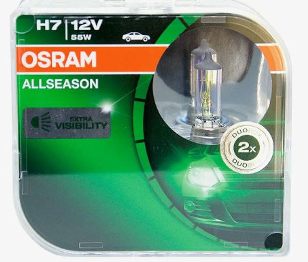 Автолампа H7 12V 55W (PX26d) Osram  +30% ALLSEASON (64210ALL-HCB_ DuoBox) к-т ORIGINAL