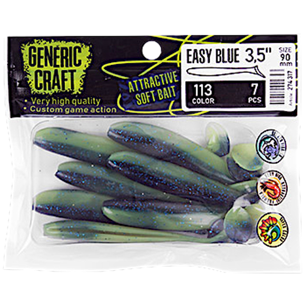 Мягкая приманка Generic Craft Easy blue 4.0in 100мм 7шт 5.0г