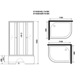 Душевая кабина Niagara Eco 110x80 R E110/80/40L/TN/BK без гидромассажа