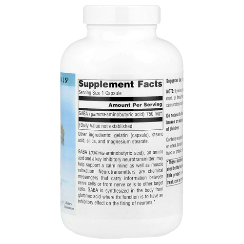 Source Naturals, Serene Science®, ГАМК, 750 мг, 180 капсул