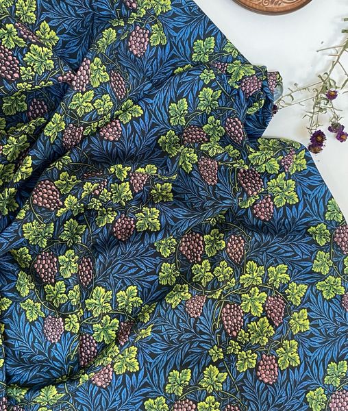 ВИНОГРАД, МОРРИС, синий 100% хлопок Handmade Fabrics 1