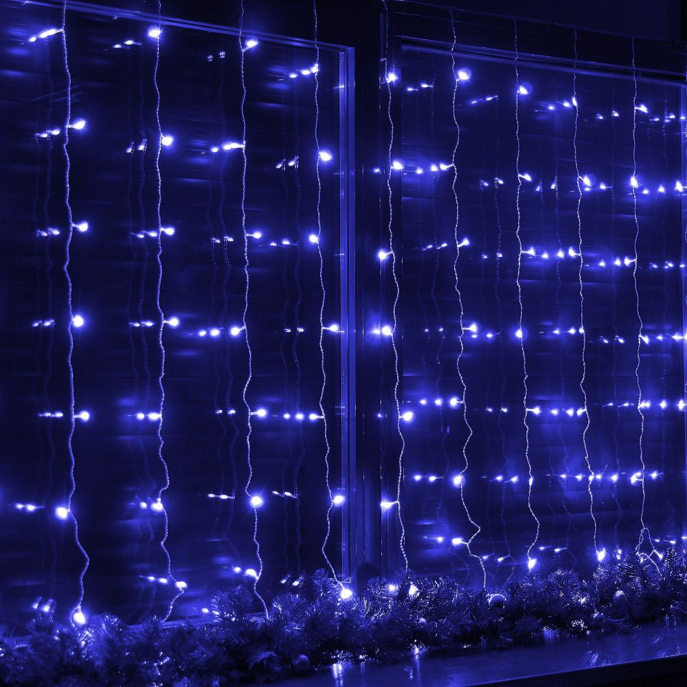 ULD-C3020-160-DTA BLUE IP20 Занавес светодиодный. 3х2м. 160 светодиодов. Синий свет. Провод прозрачный. TM Uniel