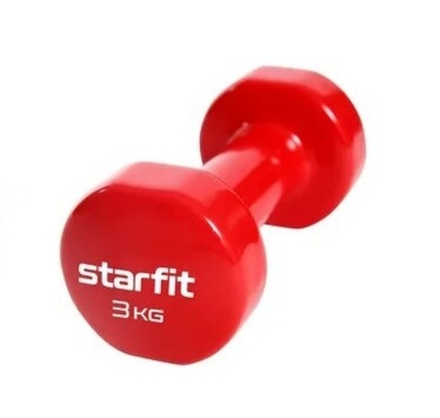 Гантель виниловая STARFIT DB-101 3 кг, красный