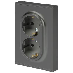 Розетка ЭРА Arktik 16-2104-06 двойная с заземлением 2X2P+E Schuko 16А-250В графит | Эра Arktik