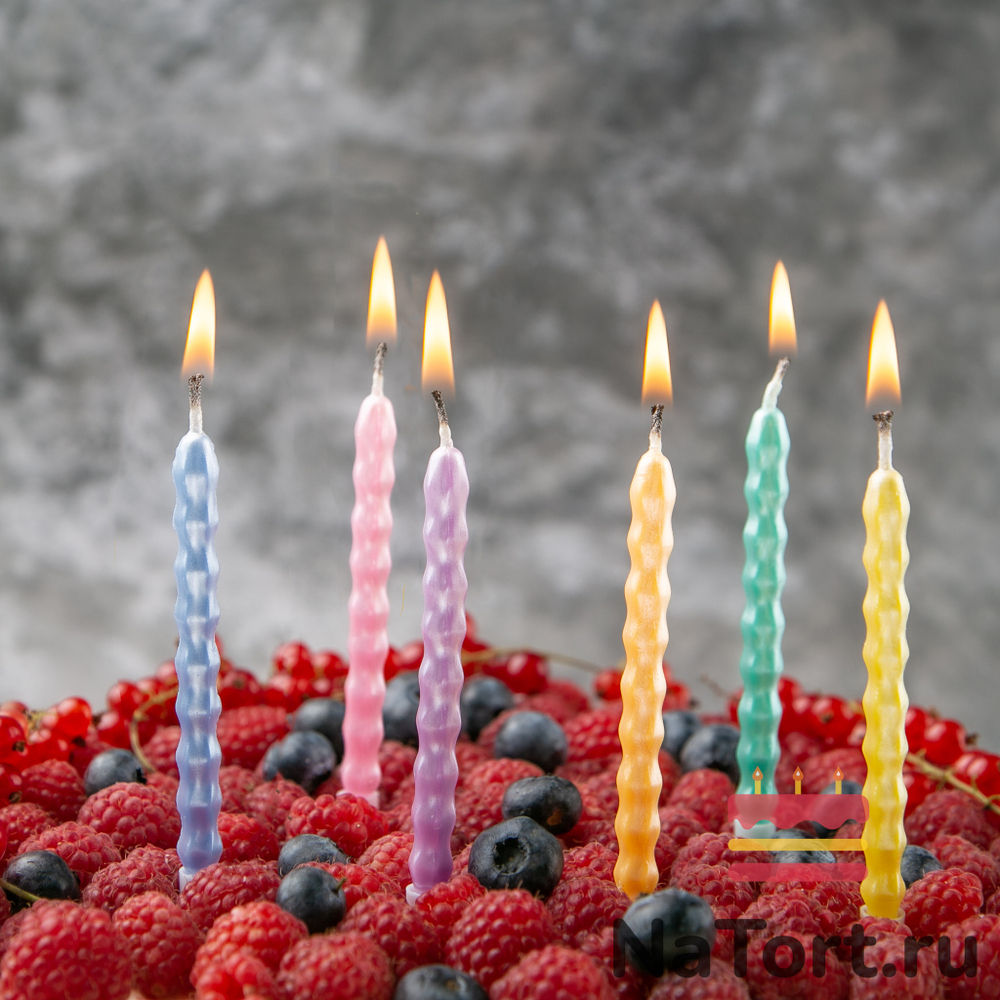 Набор свечей для торта «Happy» (ребристые, 11 см) 6 шт