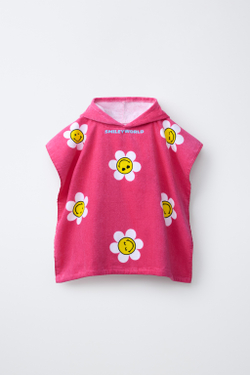 ZARA ПОЛОТЕНЦЕ-ПОНЧО SMILEYWORLD ®, ЦВЕТ ФУКСИИ