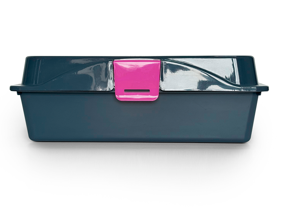 Туалет лоток для кошек ZOOSET с рамкой на защелках 41*30*14 см серый/сиреневый