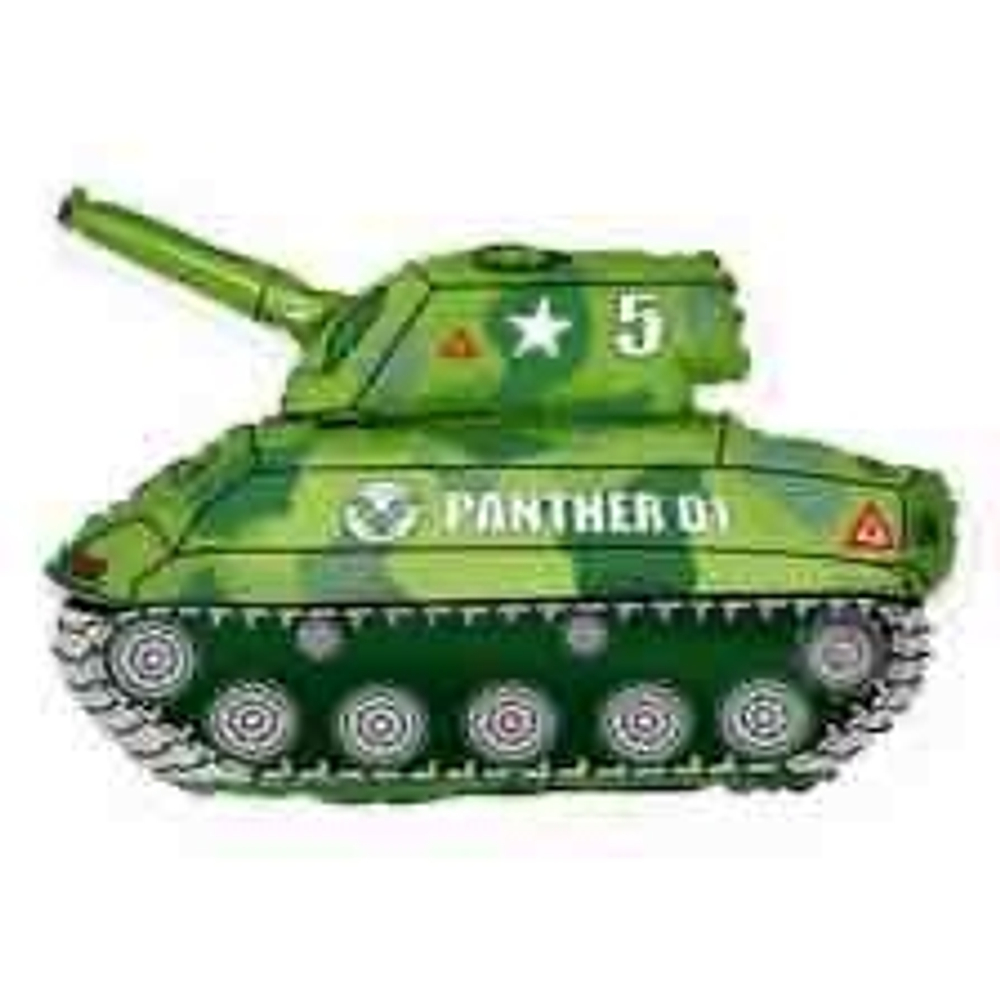 Шар (31""/79 см) Фигура, Танк, Зеленый, 1 шт. надпись PANTHER 01. И16