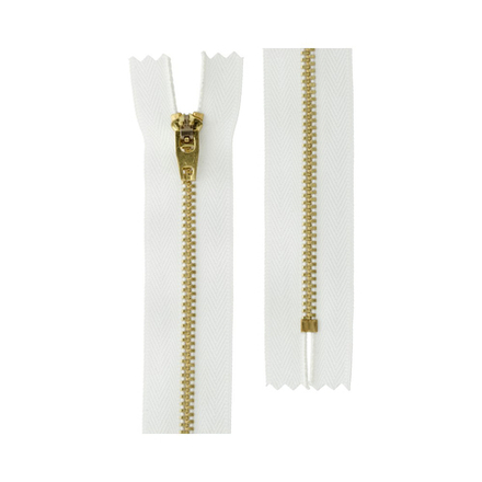 Молния Металл, 18 см, под латунь, №101 белый