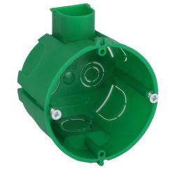 Коробка установочная ЭРА KUTS1-68-45-green зеленая 68х45мм для твердых стен с саморезами, один стыковочный узел IP20 | Коробки монтажные установочные для твердых стен