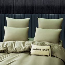 Комплект постельного белья на резинке Однотонный Сатин «Светлая гавань»