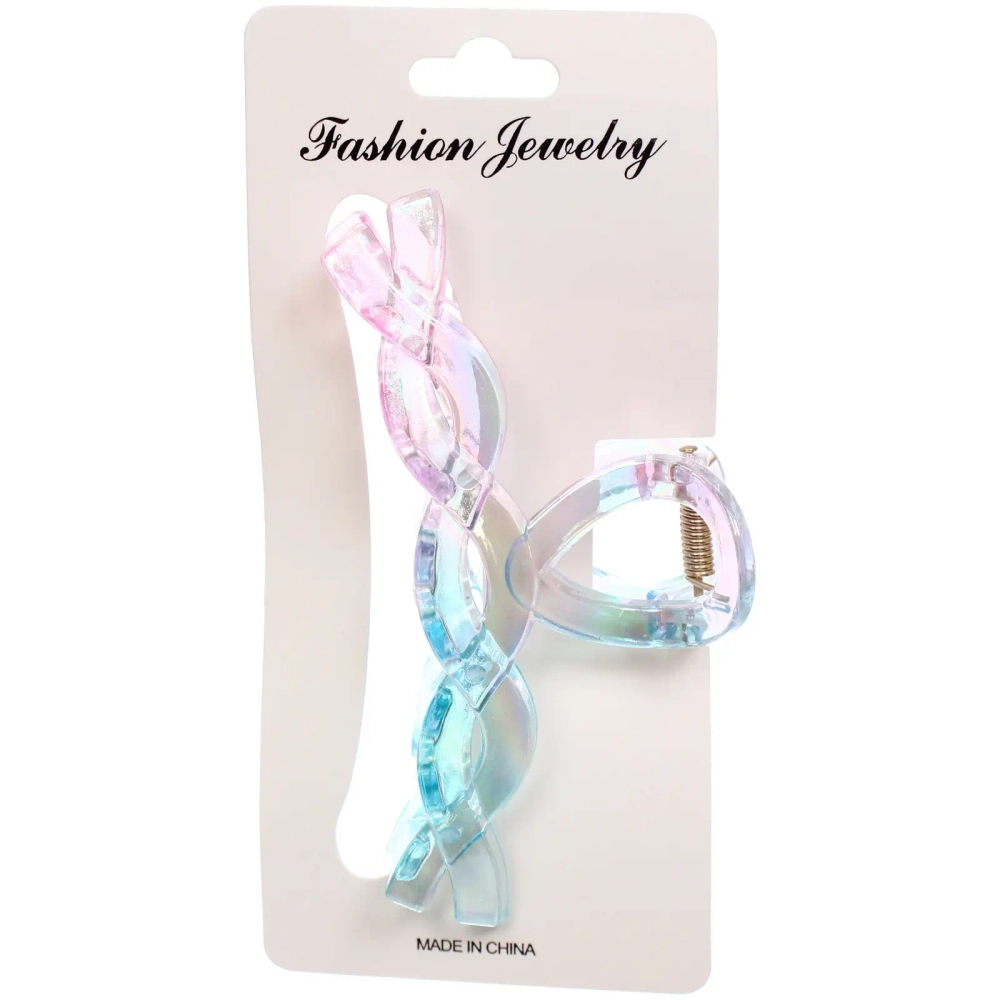 Заколка-краб для волос «Мон Пион», косичка, микс 6 цветов, 11см (Блистер)