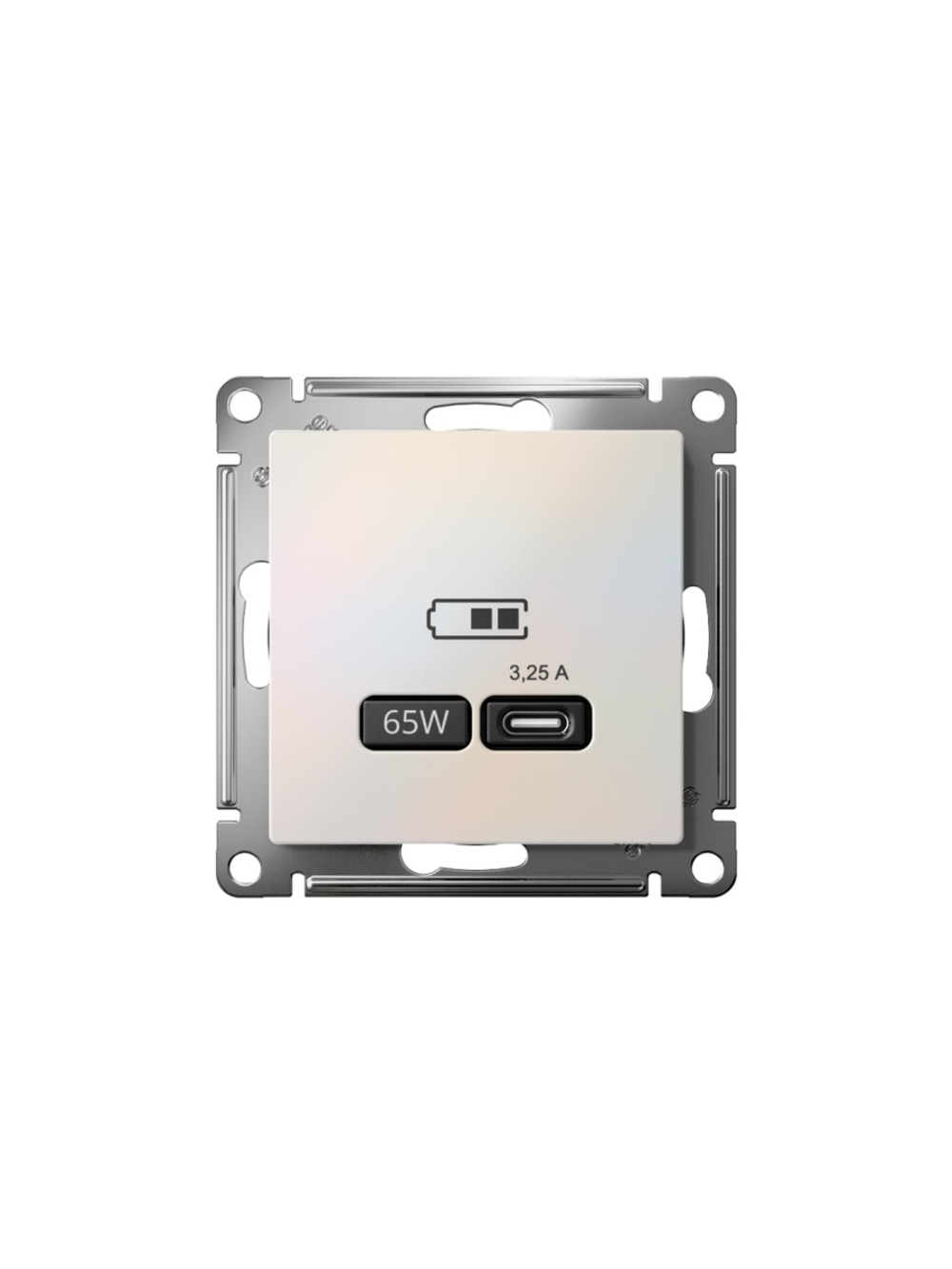 Розетка USB AtlasDesign тип C 65Вт QC PD высокоскор. ЗУ механизм жемчуж. SE ATN000427