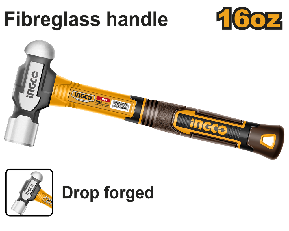 Молоток с круглым бойком INGCO HBPH81016 450 г