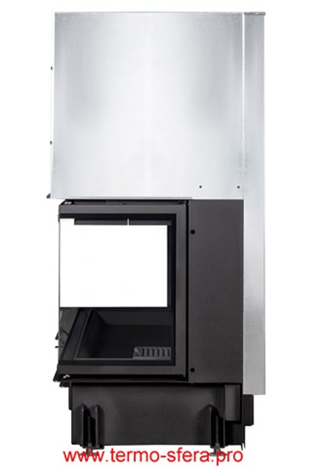 Каминная топка Экокамин ДЕЛЬТА 1200 B три стекла принтинг черный шамот