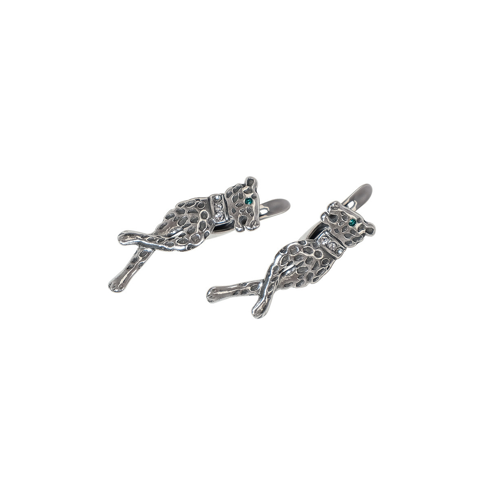 "Зурим" серьги в серебряном покрытии из коллекции "Дикие кошки" от Jenavi с английским замком
