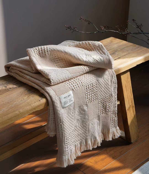 Хлопковое покрывало 200х230 | бежевый