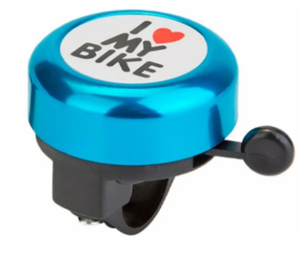Велосипедный звонок 45AE-09 "I Love my bike" алюм/пластик черно-синий