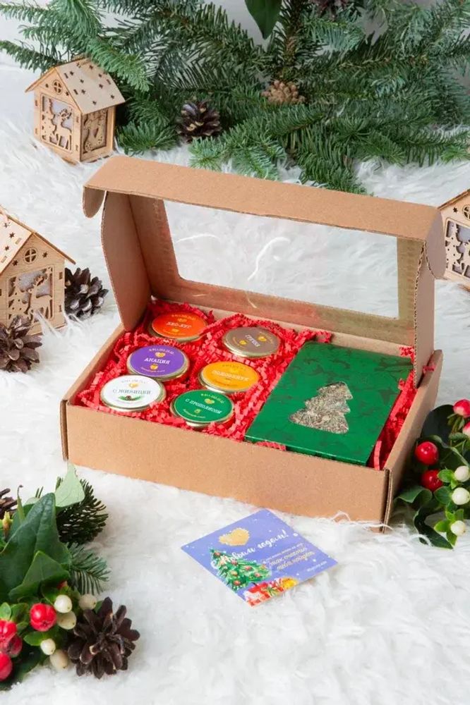 Набор №157 &quot;6 баночек-малышек с медом + чай&quot;