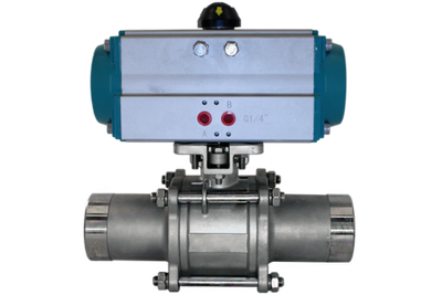 Кран шаровый приварной, AISI304 DN80 (3"), с двухсторонним пневмоприводом AT92D