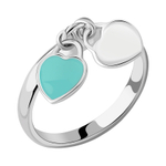 Кольцо с подвеской "Сердце" бирюза