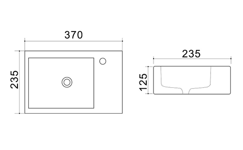 Раковина Azario 37х23,5х12,5 левая, белая (AZ4331-A)
