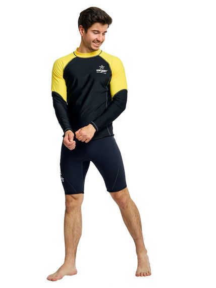 Футболка рашгард лонгслив Sargan Агидель UPF 50+ мужская черно-желтая