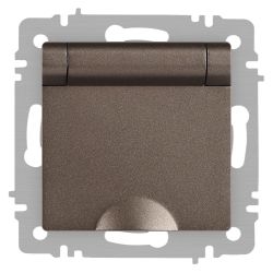 Розетка Intro Accent 6-203-08 с заземлением 2P+E Schuko с крышкой 16А-250В IP20 СУ AL/CU бронза