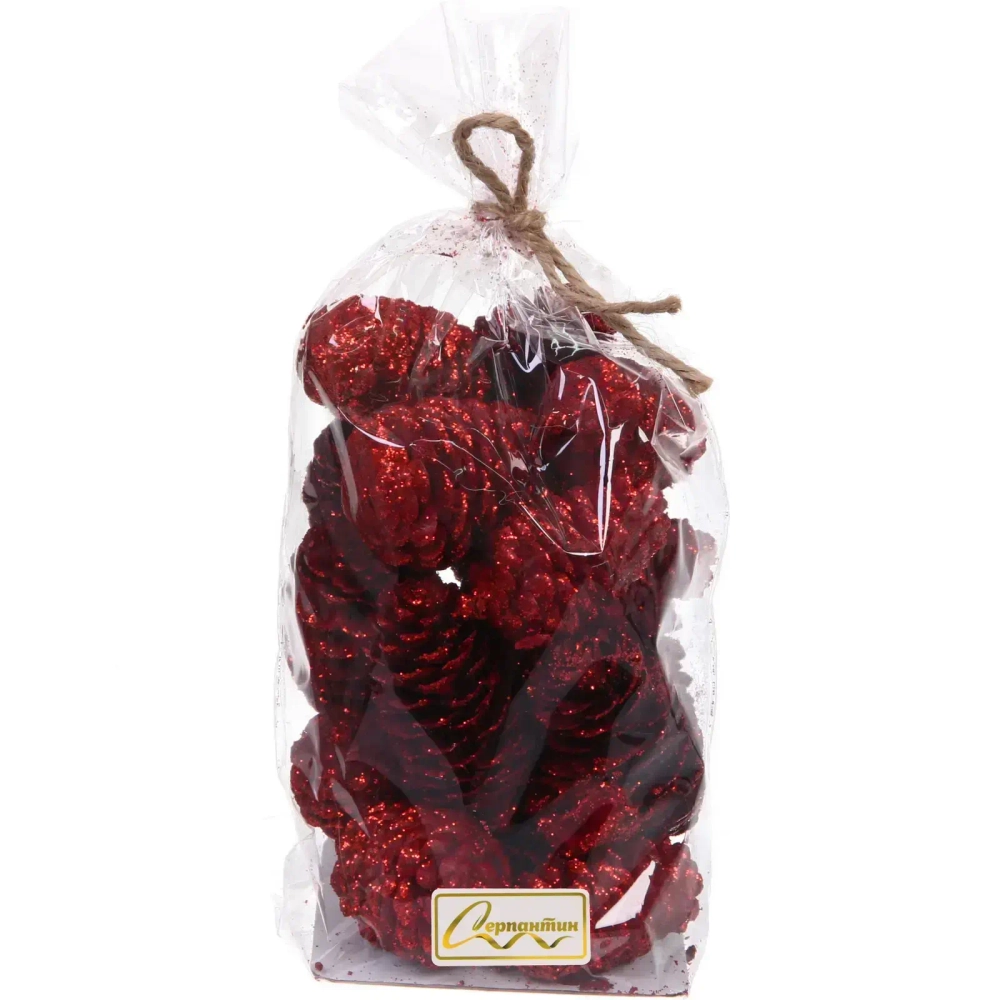 Композиция для декора «Сказочные шишки» 10*10*13 см (120 гр), красный