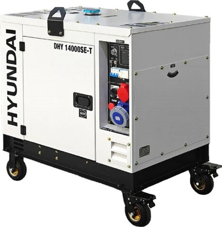Электростанция дизельная с воздушным охлаждением HYUNDAI DHY 14000SE-T в кожухе