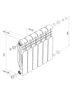 Радиатор биметалл Royal Thermo Revolution Bimetall 350 – 6 секц.
