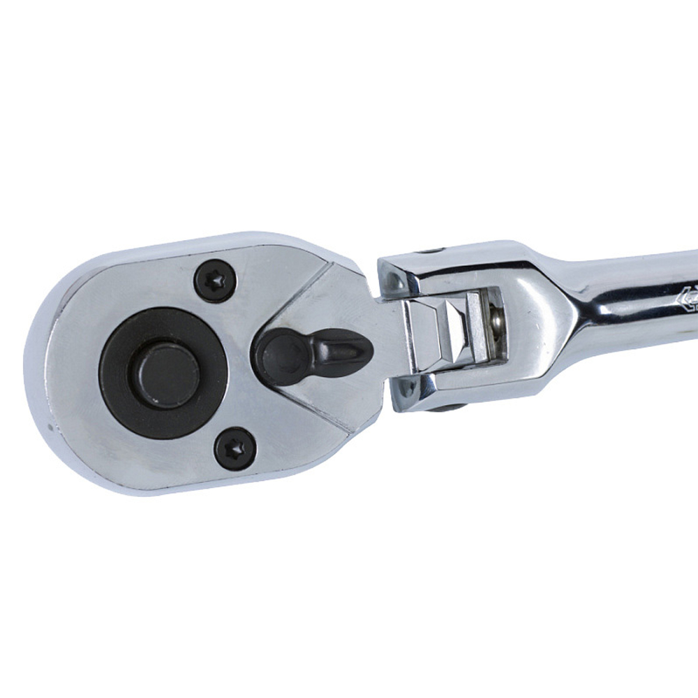 KING TONY (4781-12F) Трещотка 1/2", 300 мм, 32 зубца, флажковая с кнопкой, шарнирная