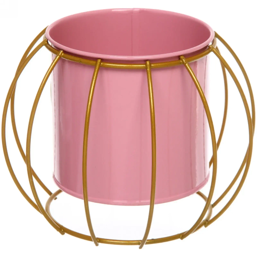 Кашпо металлическое «Vesna-Виола» 9,5*14*10,5см на металлической подставке,цвет розовый