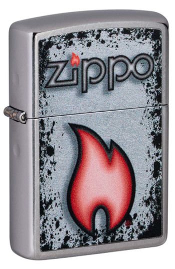 Зажигалка Zippo Flame Design с покрытием Street Chrome (49576)