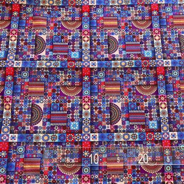 СИНЕ-РОЗОВАЯ МАНДАЛА,  МАРАКЕШ 100% хлопок Handmade Fabrics 2
