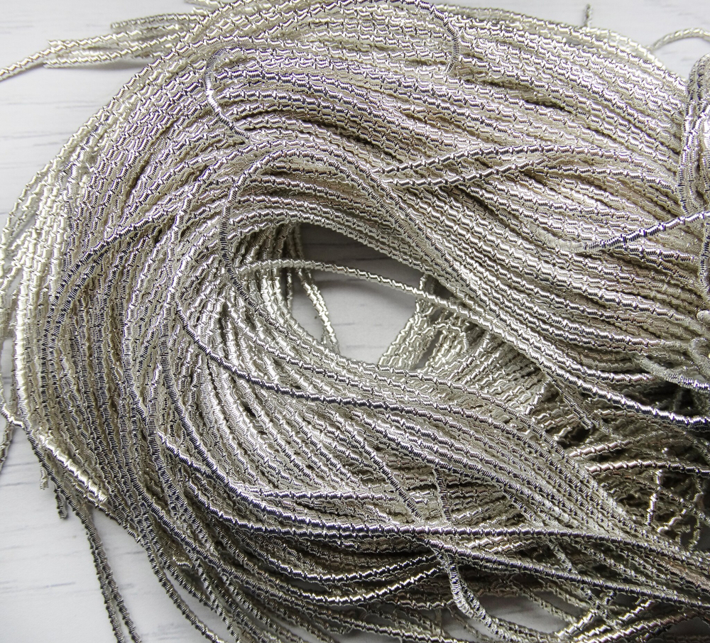 ТБ001НН2 Трунцал (канитель) фигурный "бамбук", цвет: серебро, размер: 2 мм, 5 гр.