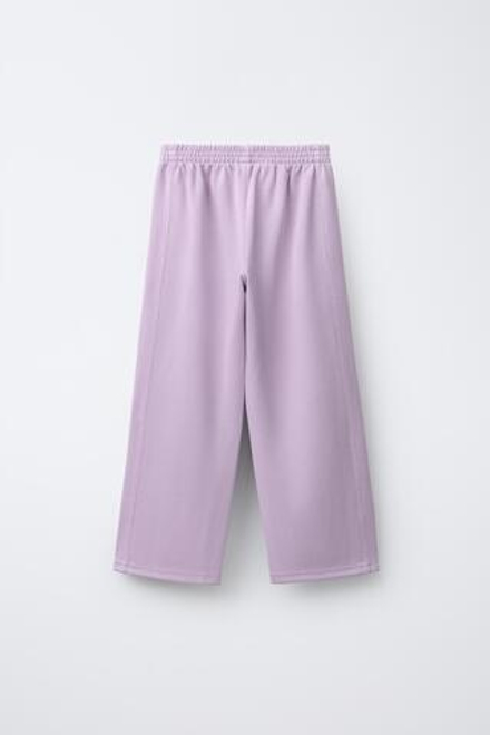 ZARA БРЮКИ WIDE LEG С МОДАЛОМ, ЦВЕТ МАЛЬВЫ