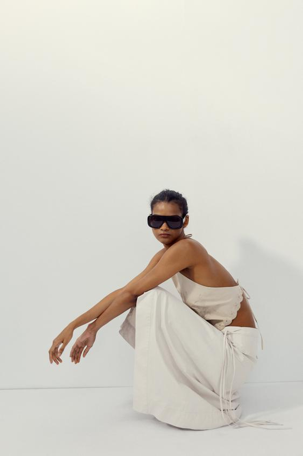 ZARA ЮБКА-ПАРЕО, ЖЕЛТОВАТО-БЕЛЫЙ