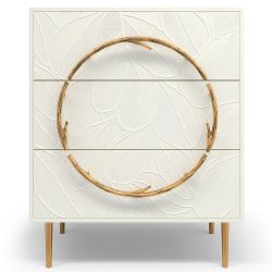 Комод Арт Колор leaves Стайл Голд с 3 ящиками Белый опал