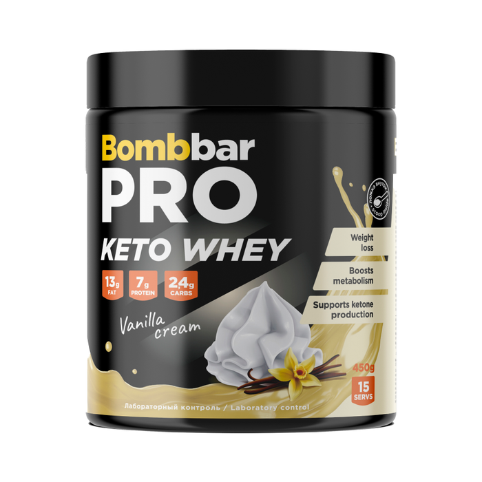 Кето-протеин &quot;Сливки-ваниль&quot;, Pro Keto Whey Vanilla Cream, Bombbar, 450 г