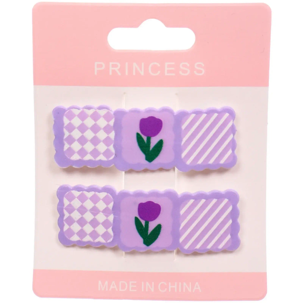 Зажимы для волос детские 2шт «КАРАМЕЛЬ», тюльпаны лавандовые, 5.5*.1.7см